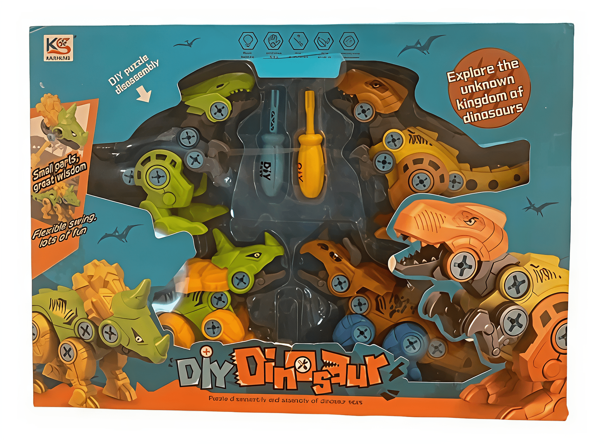 4 ديناصورات قابلة للفك والتجميع - KIDSBOX