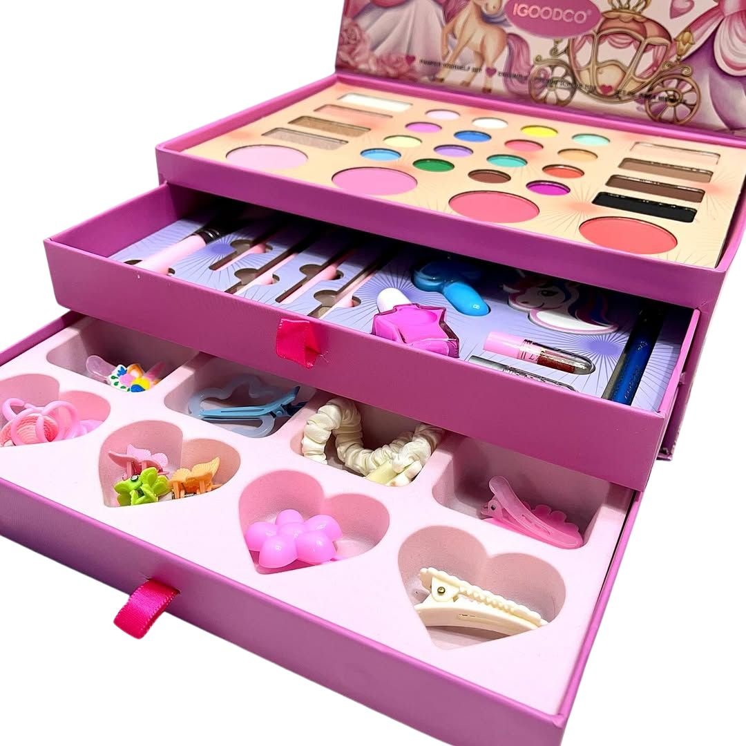 علبة مكياج طبي للأطفال 3 جرارات و57 قطعة - KIDSBOX