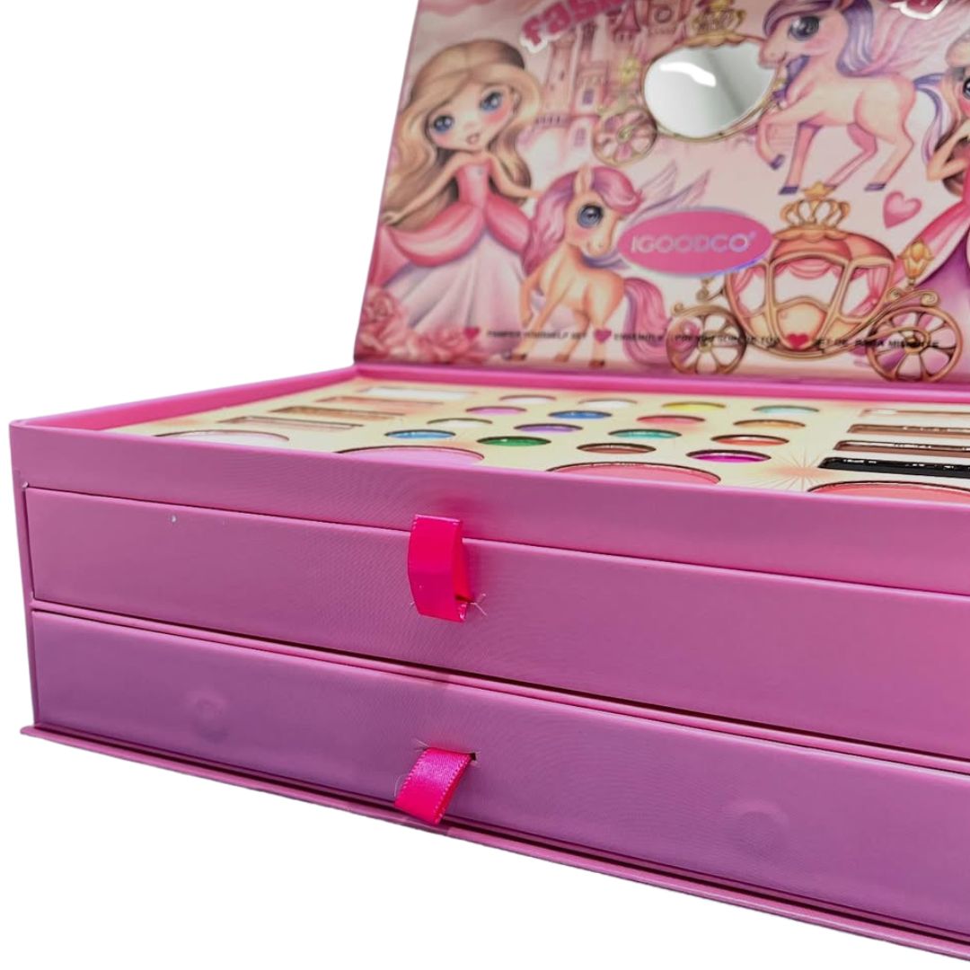 علبة مكياج طبي للأطفال 3 جرارات و57 قطعة - KIDSBOX