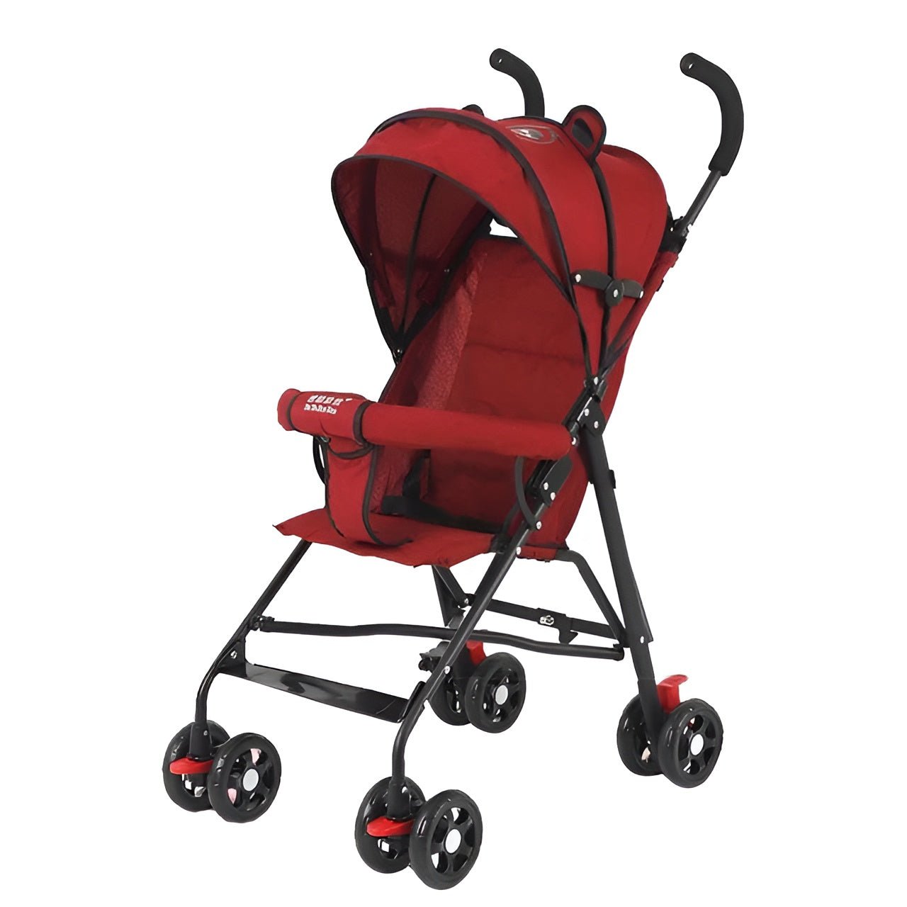 عربة بيبي قابلة للطي 4 عجلات ومقبضان - احمر - NOIA