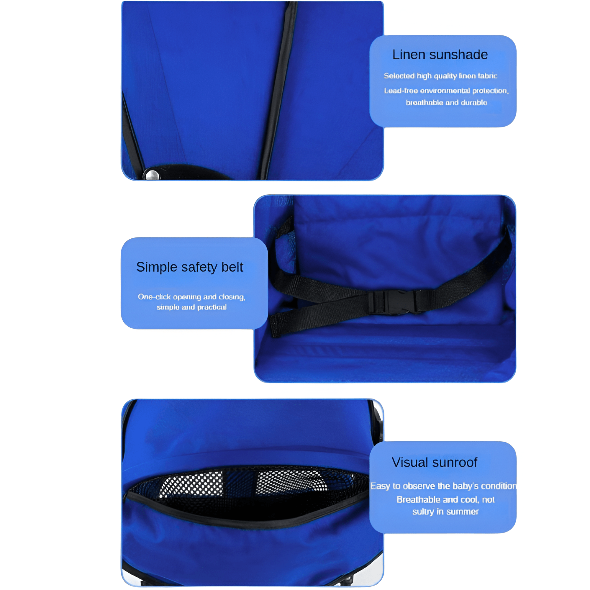 عربة بيبي قابلة للطي 4 عجلات ومقبضان - ازرق - NOIA