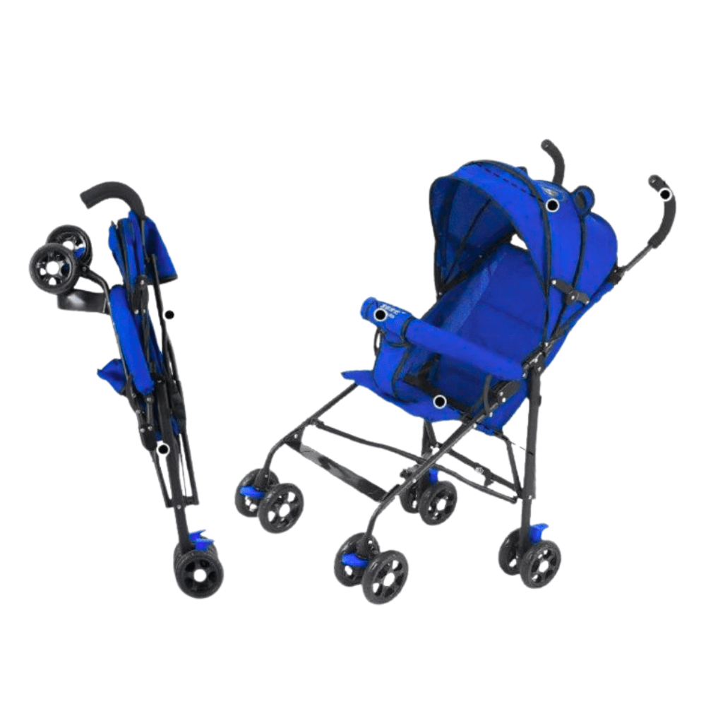 عربة بيبي قابلة للطي 4 عجلات ومقبضان - ازرق - NOIA