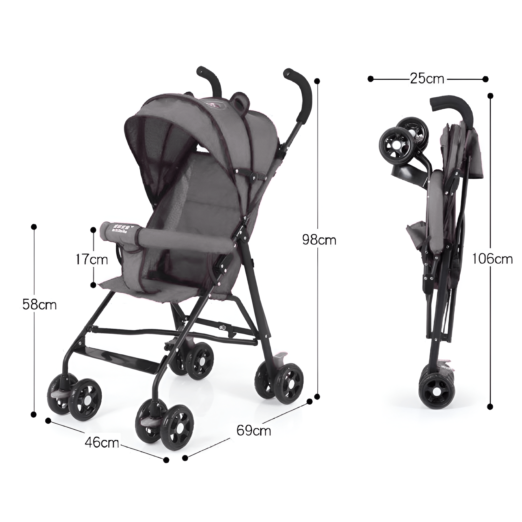 عربة بيبي قابلة للطي 4 عجلات ومقبضان - سكني - NOIA