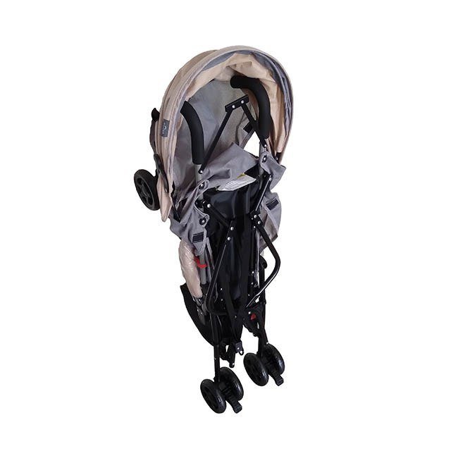 عربة بيبي قابلة للطي بعجلات وحزام ومظلة - بيج وسكني - NOIA