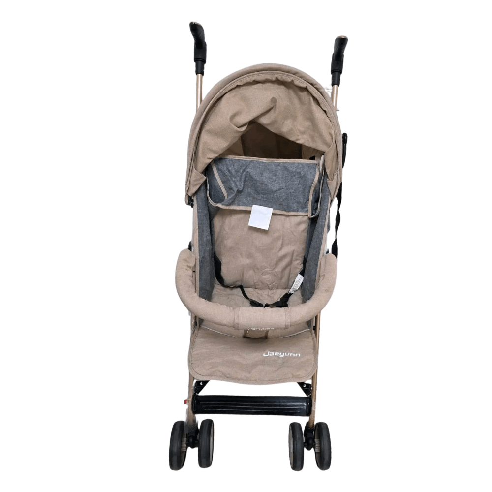 عربة بيبي قابلة للطي بعجلات وحزام ومظلة - بيج وسكني - NOIA