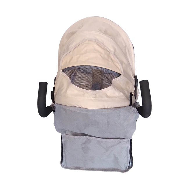 عربة بيبي قابلة للطي بعجلات وحزام ومظلة - بيج وسكني - NOIA