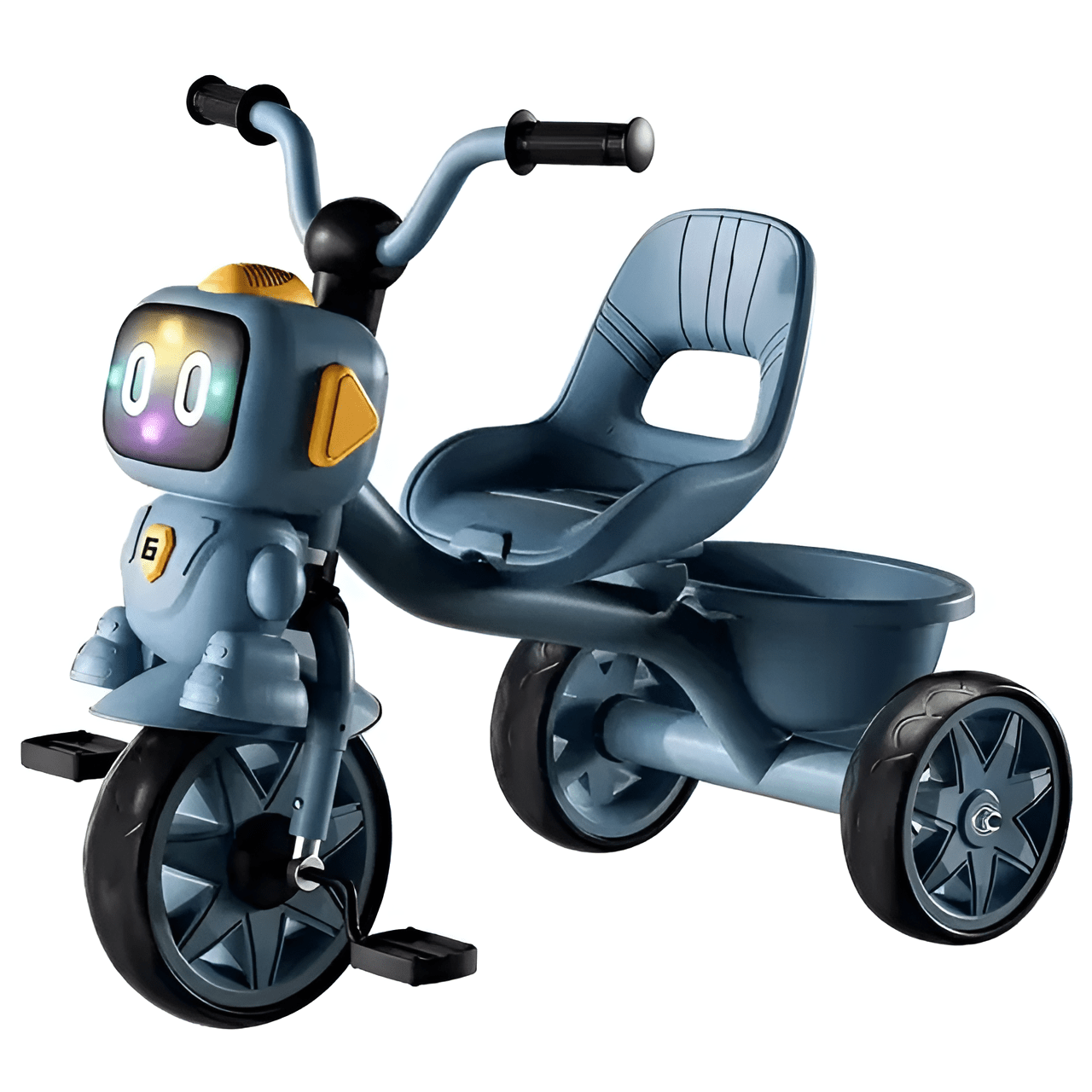 بسكليت هيكل حديد مع سلة وإضاءة - لون ازرق - KIDSBOX