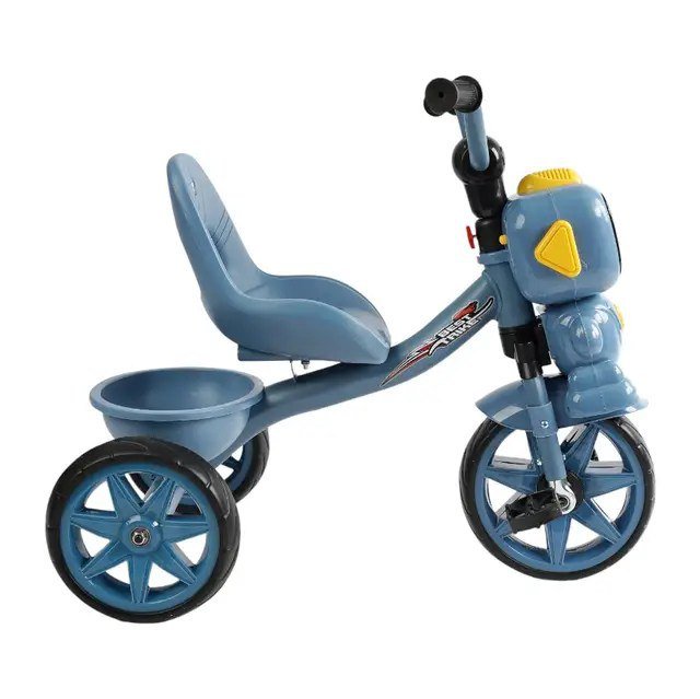 بسكليت هيكل حديد مع سلة وإضاءة - لون ازرق - KIDSBOX