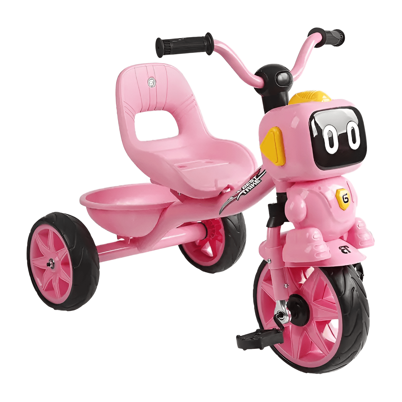 بسكليت هيكل حديد مع سلة وإضاءة - لون زهري - KIDSBOX