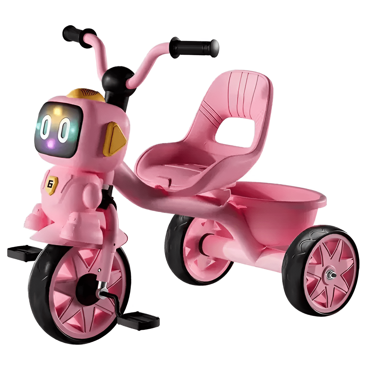 بسكليت هيكل حديد مع سلة وإضاءة - لون زهري - KIDSBOX