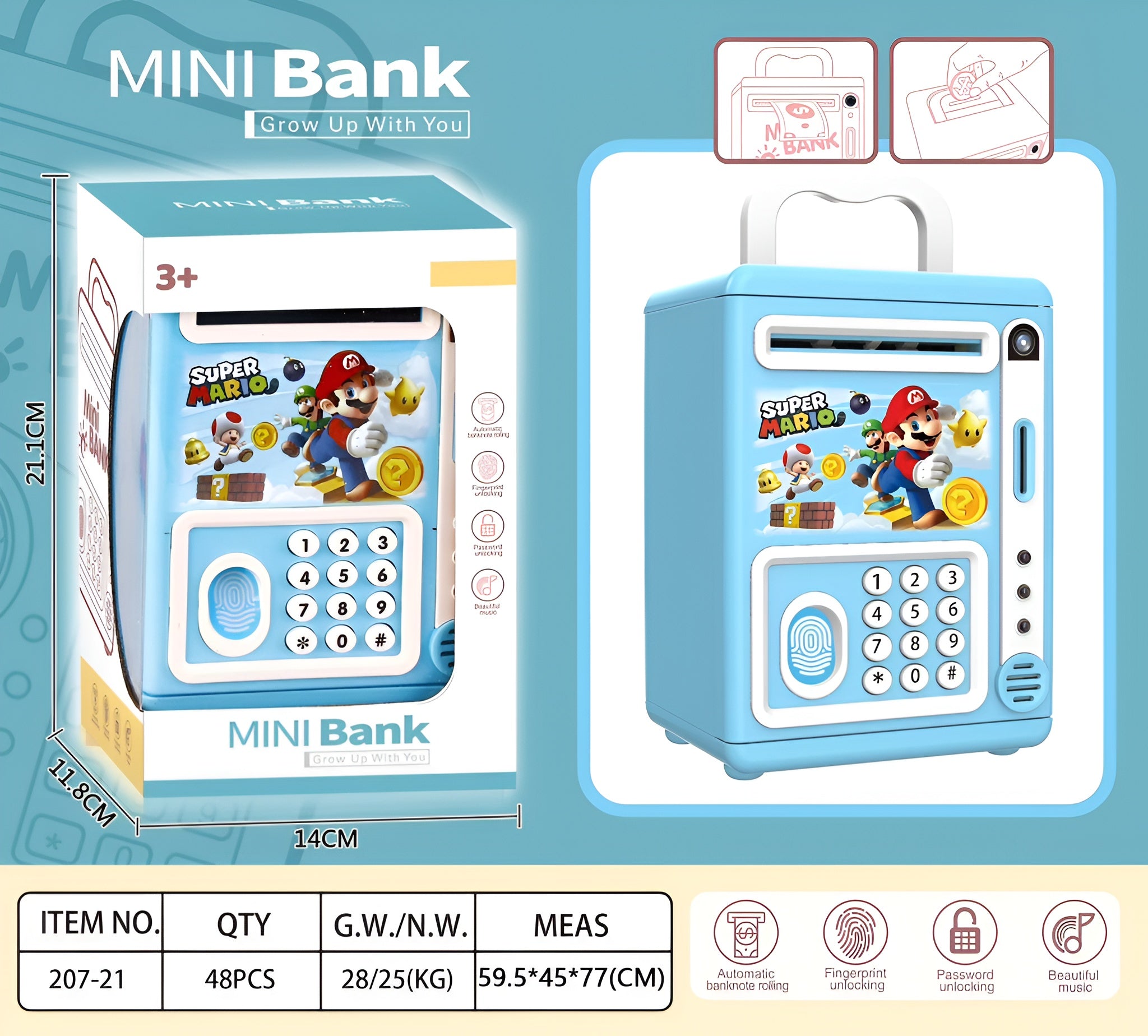 حصالة ببصمة و باسورد - سوبر ماريو - NOIA
