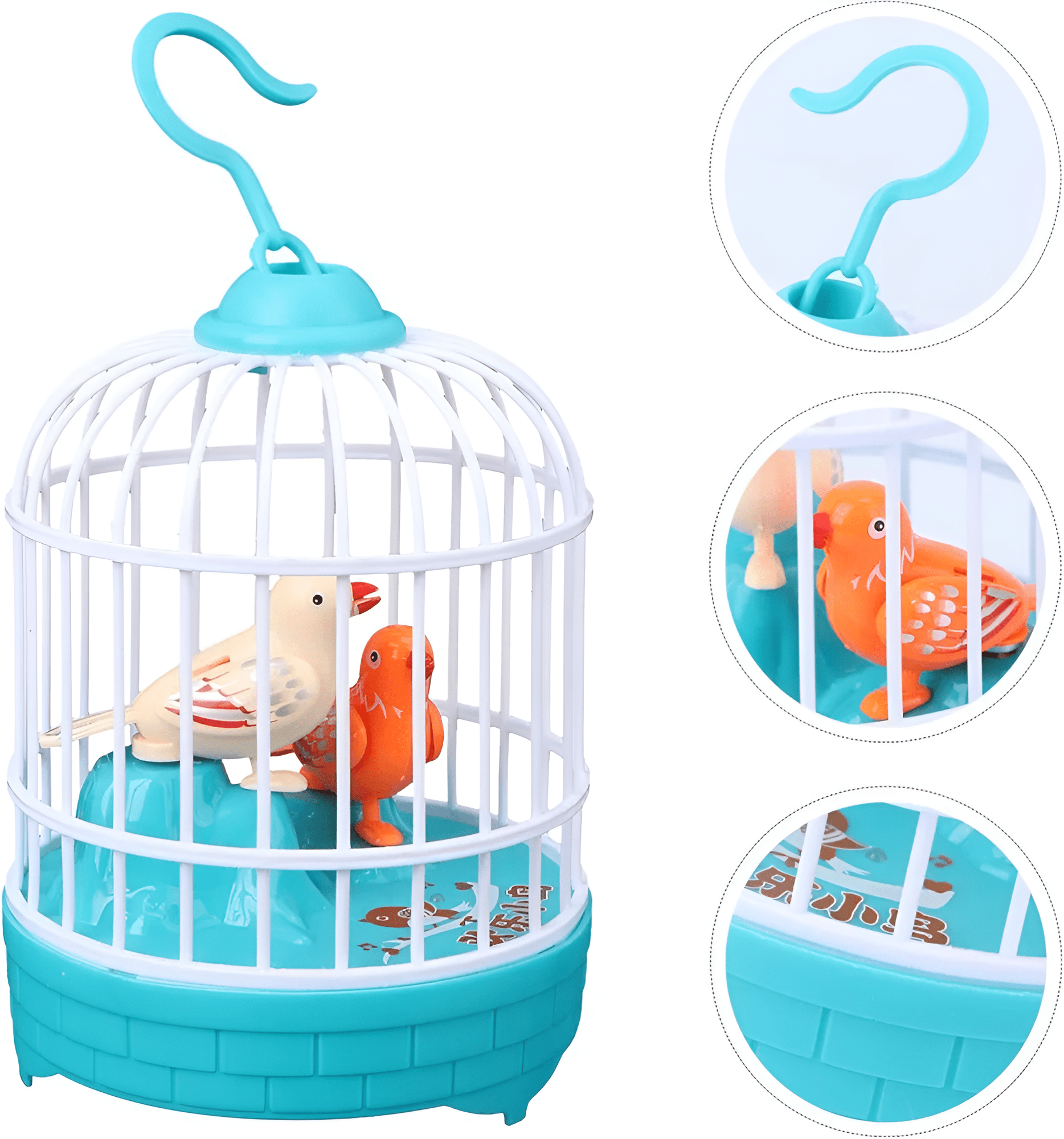 قفص العصافير بإضاءة وتغريد وتكرار الكلام يعمل بالشاحن - لون ازرق - KIDSBOX