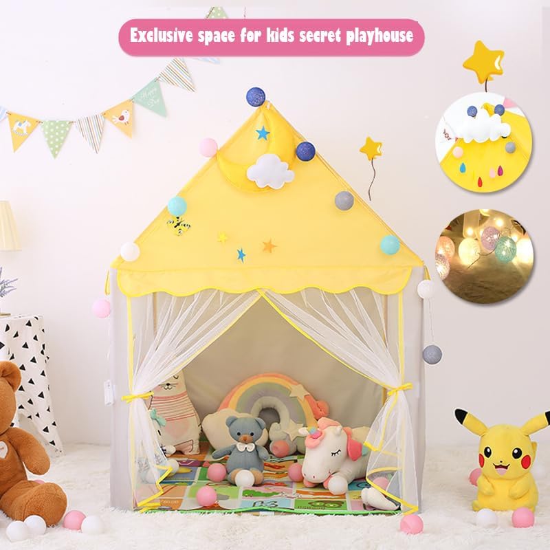 خيمة الأميرة للبنات لون أصفر - 10 كرات - KIDSBOX