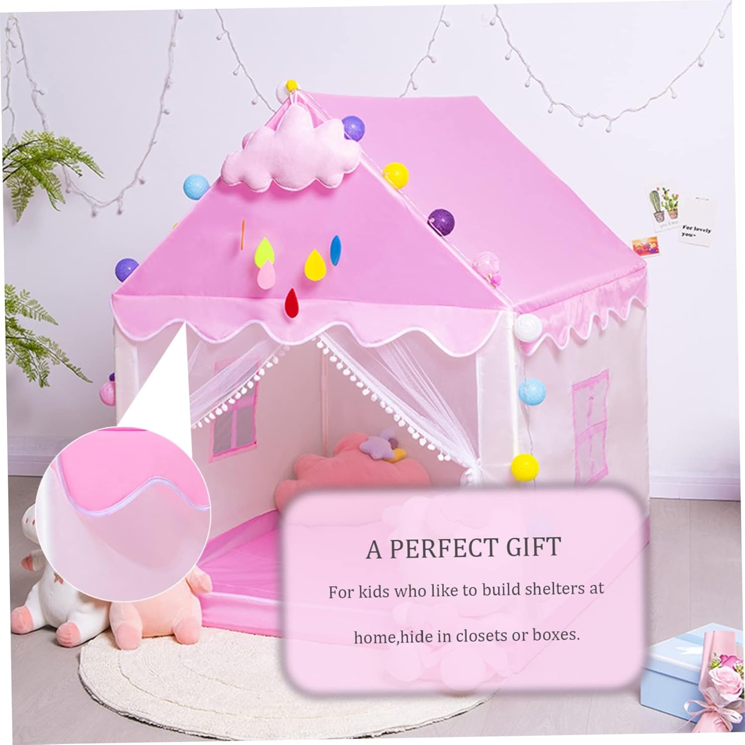 خيمة المنزل زهري + 10 طابات | KIDSBOX خيمة المنزل زهري + 10 طابات | KIDSBOX