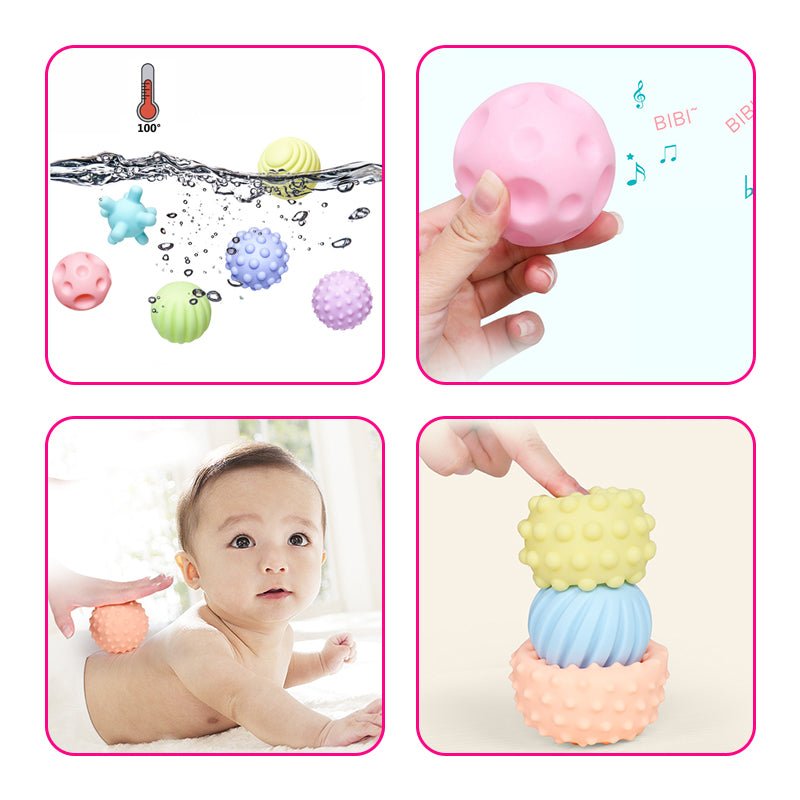 كرات الملمس للبيبي - سيليكون 6 كرات - KIDSBOX