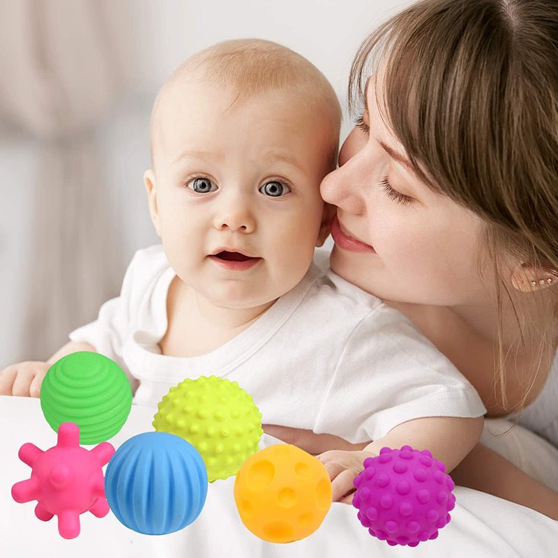 كرات الملمس للبيبي - سيليكون 6 كرات - KIDSBOX