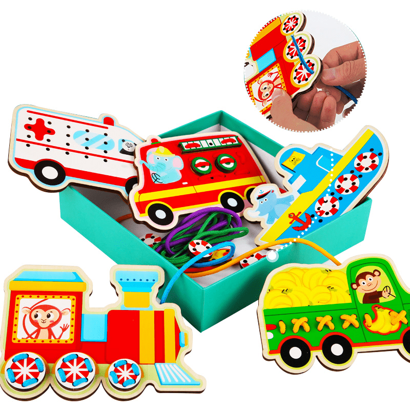 لعبة تعليمية للضم - خشب (سيارات) - KIDSBOX