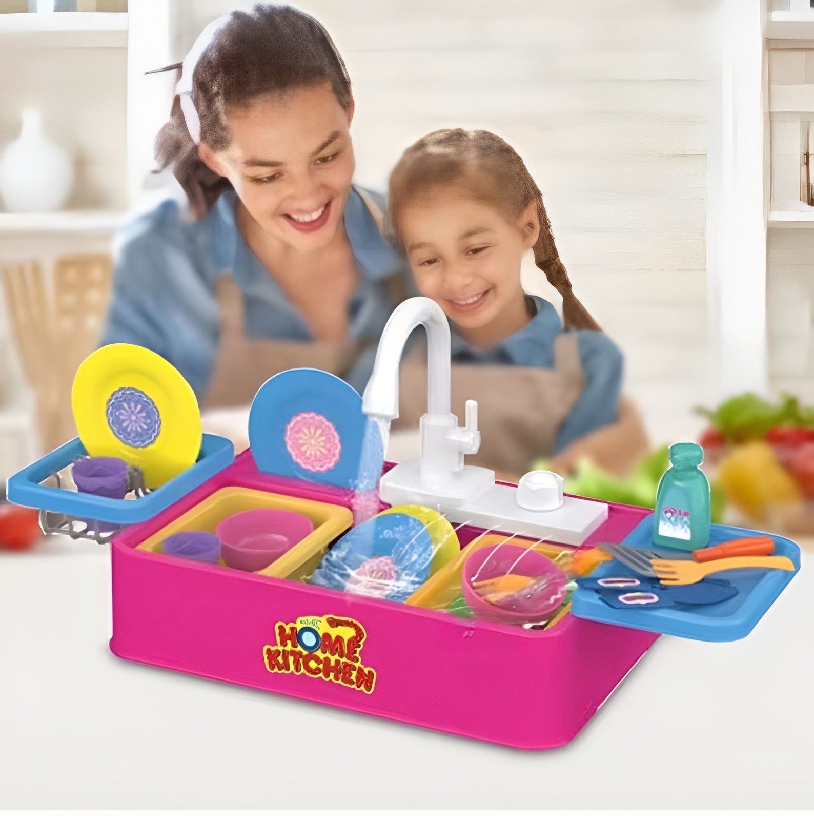 مجلي صحون 21 قطعة - زهري - NOIA