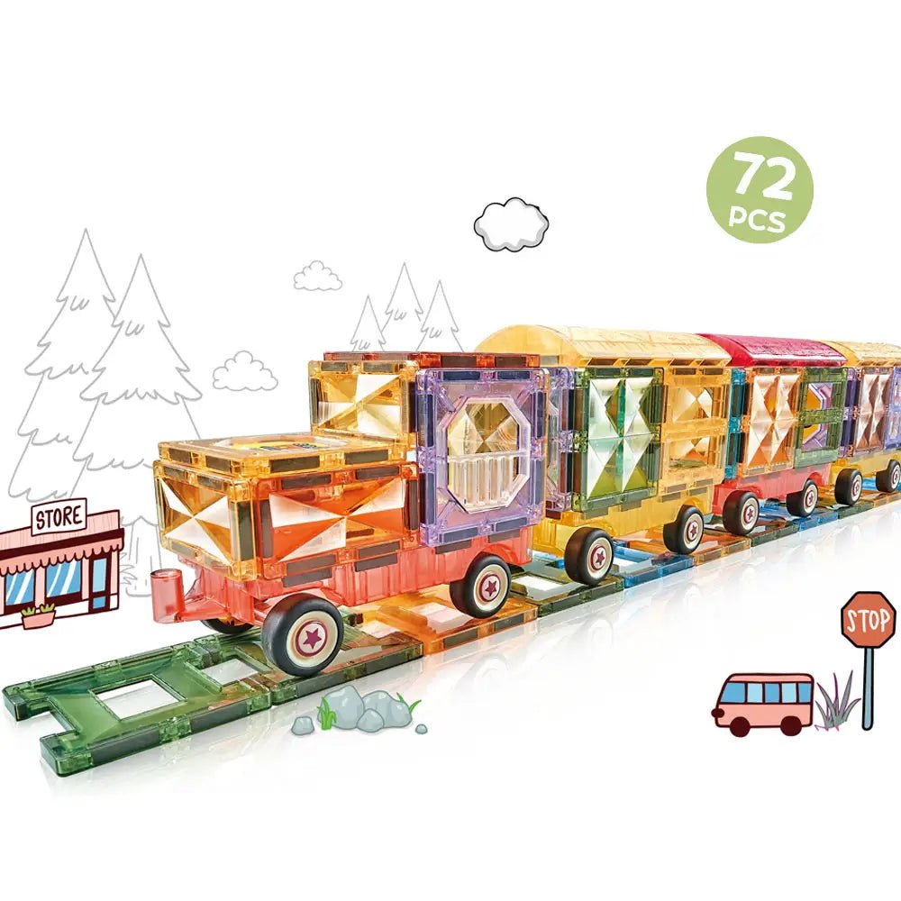 مجموعة قطار مغناطيسي 72 قطعة (حجم 7.5 سم) - KIDSBOX