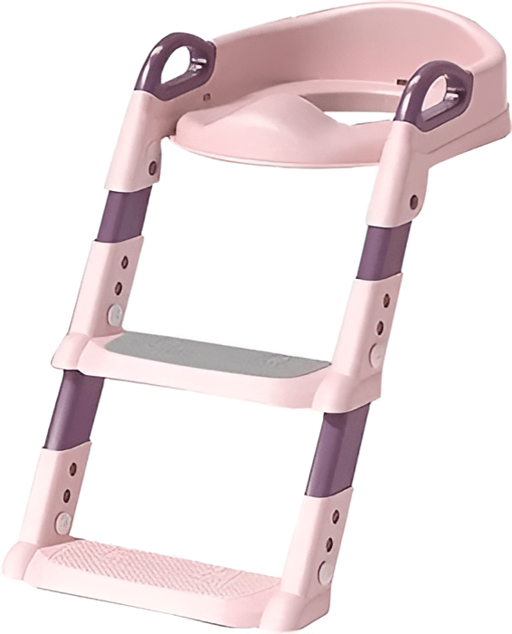 مقعد المرحاض بسلم للأطفال - لون زهري - KIDSBOX