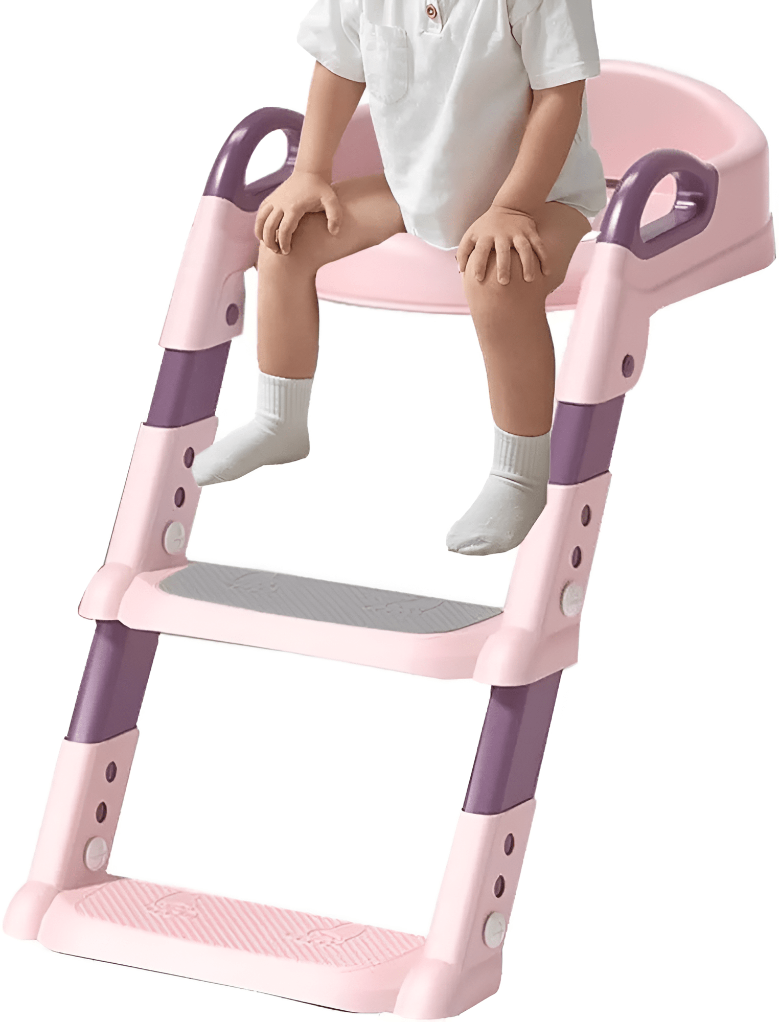 مقعد المرحاض بسلم للأطفال - لون زهري - KIDSBOX