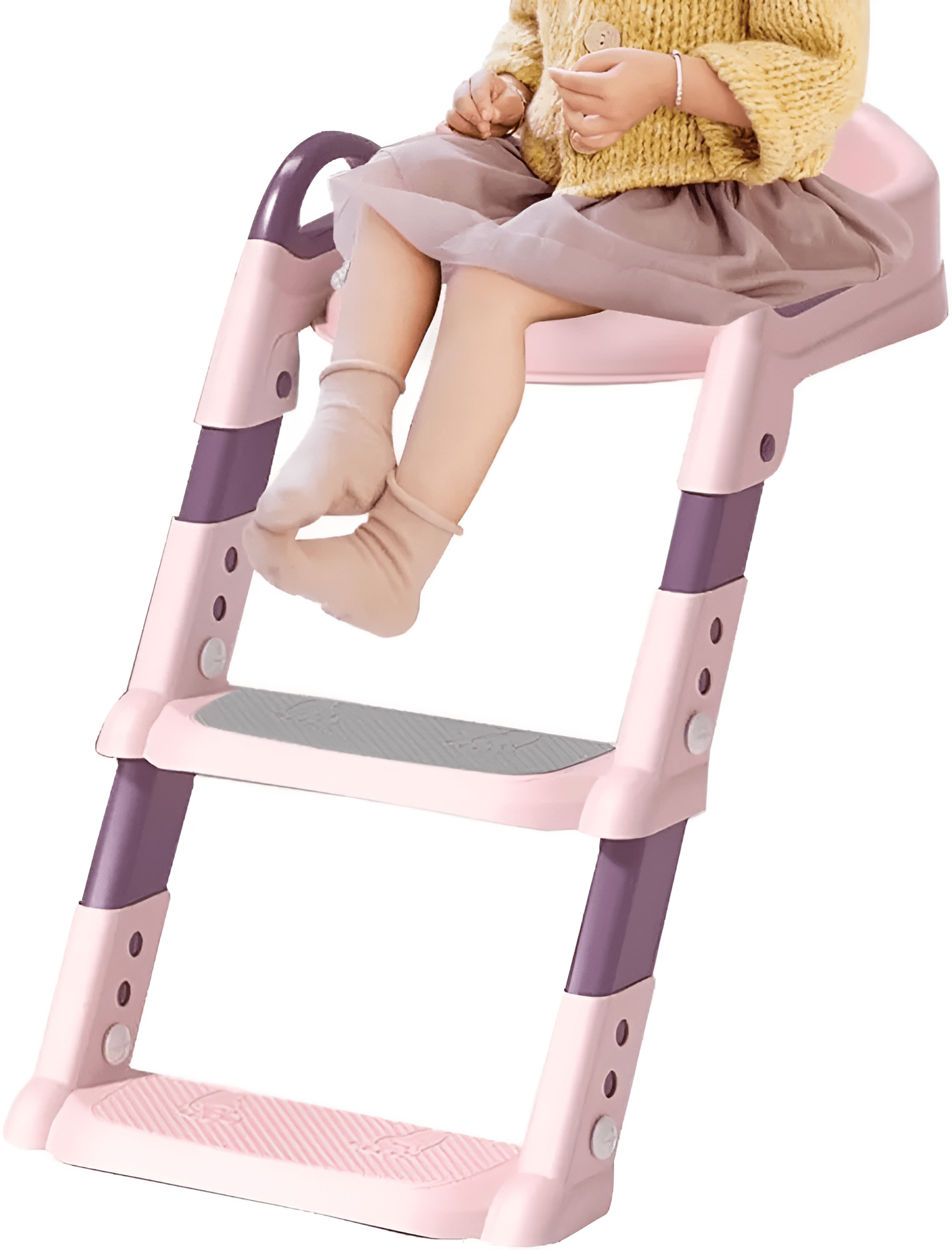 مقعد المرحاض بسلم للأطفال - لون زهري - KIDSBOX