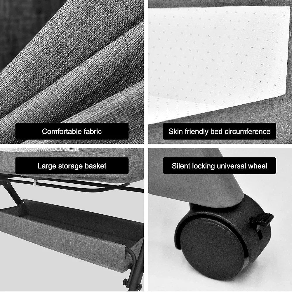 سرير متنقل للبيبي بناموسية وسلة تخزين - اسود - NOIA