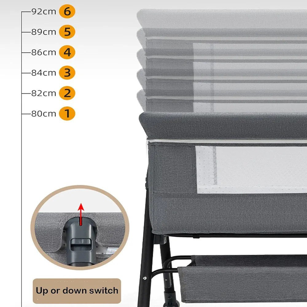 سرير متنقل للبيبي بناموسية وسلة تخزين - اسود - NOIA