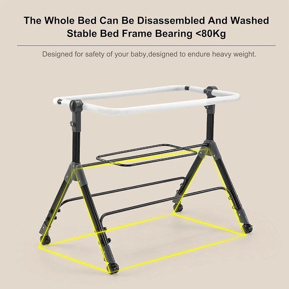 سرير متنقل للبيبي بناموسية وسلة تخزين - اسود - NOIA