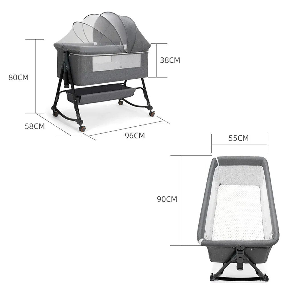 سرير متنقل للبيبي بناموسية وسلة تخزين - اسود - NOIA